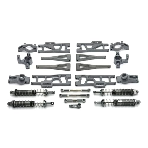 Für WLtoys 104009 12402-A 12409 RC Teile Metall Upgrade Refit C-Sitz Lenkung Tasse Schaukel Arm Stoßdämpfer Set RC Ersatzteile(Gray) von QWHTYO