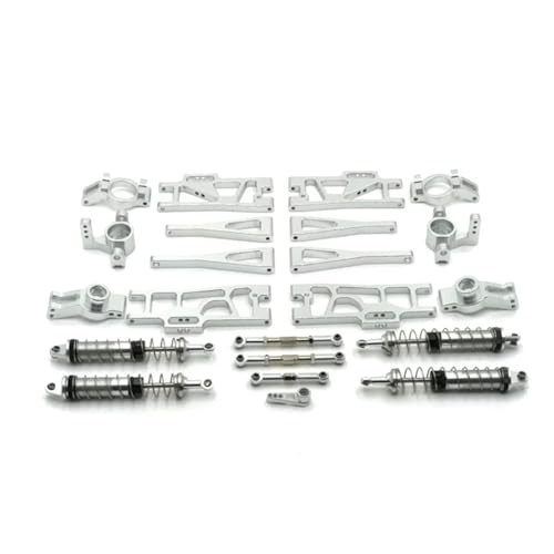 Für WLtoys 104009 12402-A 12409 RC Teile Metall Upgrade Refit C-Sitz Lenkung Tasse Schaukel Arm Stoßdämpfer Set RC Ersatzteile(White) von QWHTYO