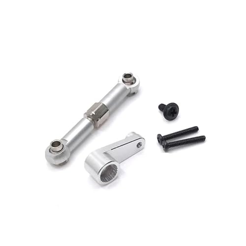 Für WLtoys 144010 144001 144002 124016 127017 124018 124019 LC 1/14 RC Teile Upgrade Metall Lenkstange 28T Servo Arm Ersatz Teile RC Ersatzteile(Silver) von QWHTYO
