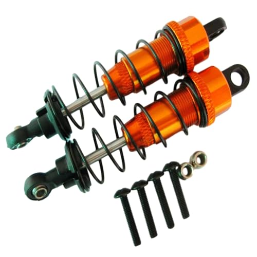 Für WLtoys K949 10428 2 Stücke Gewinde Rc Front Stoßdämpfer Aluminium Legierung 1/10 Front Stoßdämpfer RC Upgrade Teile RC Ersatzteile(Orange) von QWHTYO
