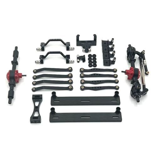 Für WPL 1/16 C64 RC Teile Metall Upgrade Vorder- Und Hinterachse Fuß Pedal Stange Suspension Rahmen Ruder Basis Set Modifizierte Teile RC Ersatzteile(Black) von QWHTYO