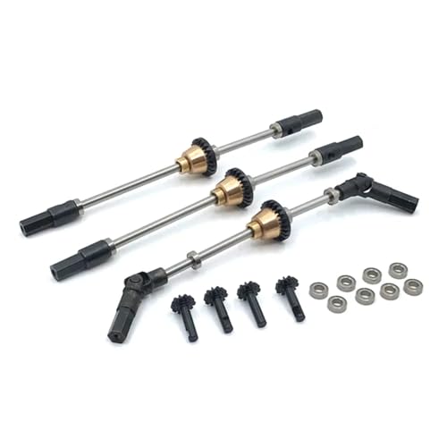 Für WPL B14 B24 B16 B36 C14 C24 C34 C44 Für JJRC Q60 Q61 Q62 Q63 Q64 Q65 1/16 RC-Tuningteile, Vorderes + Mittleres + Hinteres Metallbrückenachsdifferential RC Ersatzteile von QWHTYO