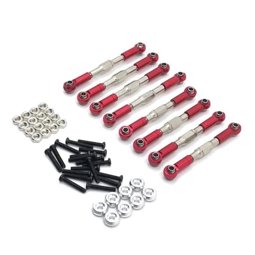 Für WPL C14 C24 B14 B24 1/10 RC Crawler Auto Upgrades Teile Zubehör 8PCS Krawatte Ersatzteile Stange RC Auto Link Stange Modifizierte Teile RC Ersatzteile(Red) von QWHTYO