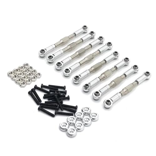 Für WPL C14 C24 B14 B24 1/10 RC Crawler Auto Upgrades Teile Zubehör 8PCS Krawatte Ersatzteile Stange RC Auto Link Stange Modifizierte Teile RC Ersatzteile(Silver) von QWHTYO
