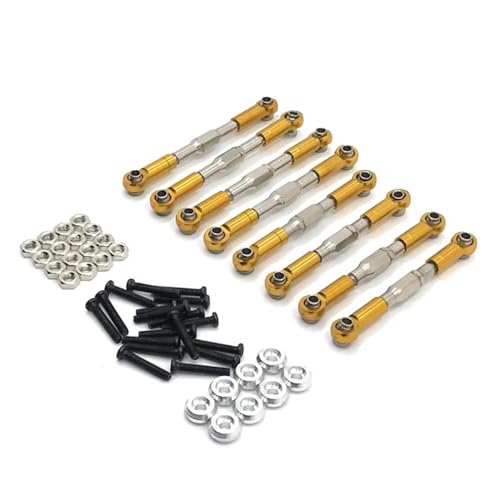 Für WPL C14 C24 B14 B24 1/10 RC Crawler Auto Upgrades Teile Zubehör 8PCS Krawatte Ersatzteile Stange RC Auto Link Stange Modifizierte Teile RC Ersatzteile(Yellow) von QWHTYO