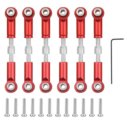 Für Wltoys 1/18 A949 A959 A969 A979 K929 6 Stücke RC Teile Metallgestänge Zugstange Servo Link A959-B Einstellbare Gestänge Zugstange RC Ersatzteile(Red) von QWHTYO