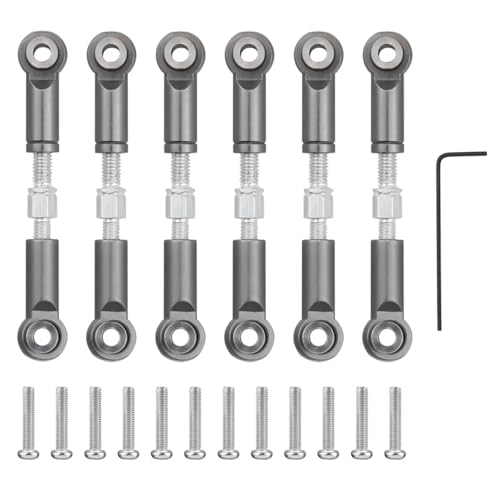 Für Wltoys 1/18 A949 A959 A969 A979 K929 6 Stücke RC Teile Metallgestänge Zugstange Servo Link A959-B Einstellbare Gestänge Zugstange RC Ersatzteile(Silver) von QWHTYO