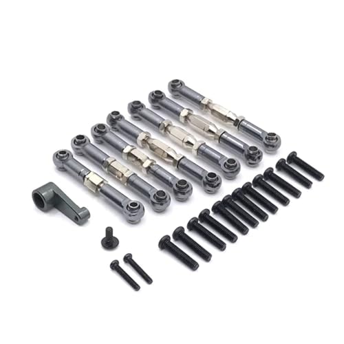 Für Wltoys 1:14 144010 144001 144002 1:12 124016 124017 124018 124019 RC Upgrade Teile Metall Verknüpfung Servo Pull Spurstange Set Servo Arme RC Ersatzteile(Gray) von QWHTYO
