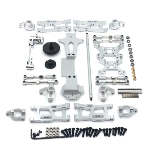 Für Wltoys 144001 144002 Geändert Teile Metall Upgrade Teile Kits Schaukel Arm Link Stange Lenkung Block 1/14 RC Auto Zubehör RC Ersatzteile(Silver) von QWHTYO