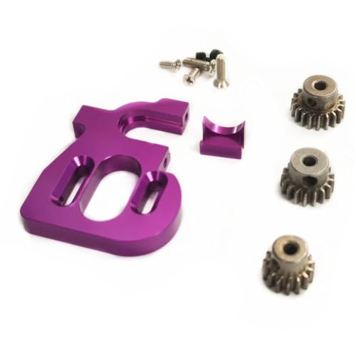 Für Wltoys 144010 124017 124016 Rc Einstellbare Motorhalterung Mit 15T 17T 19T Getriebe Ritzel Set Änderungszubehör RC Ersatzteile(Purple) von QWHTYO