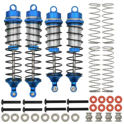 Kompatibel Mit Arrma Für Granite Für Senton Für Typhon 1/10 RC-Autozubehörteile, Vorderer Und Hinterer Absorber, Montiertes Metall RC-Stoßdämpfer(Blue) von QWHTYO