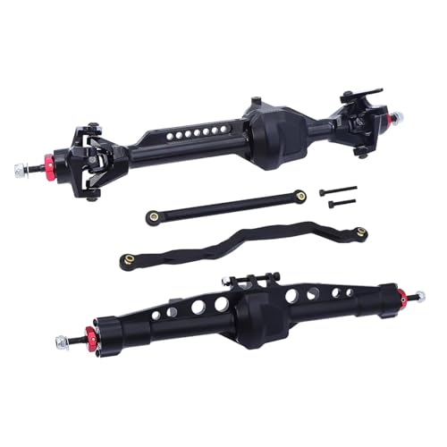 Kompatibel Mit Axial Für SCX10 Pro 1/10 RC Crawler Cars Upgrade-Teile Komplettes CNC-integriertes Set Mit Geraden Vorder- Und Hinterachsen RC Vorder Hinterachse(Black,1set) von QWHTYO