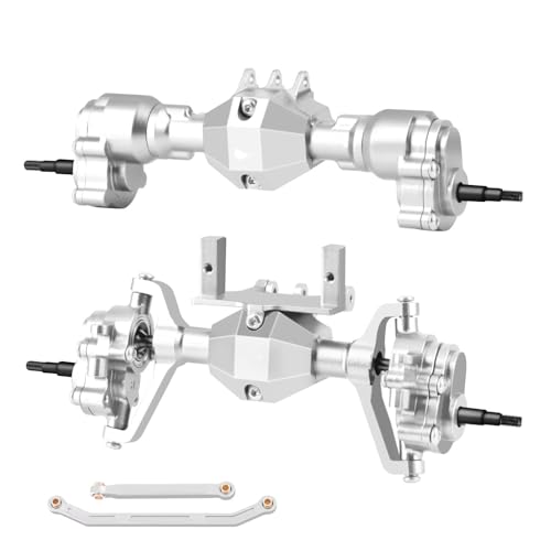 Kompatibel Mit Redcat Ascent18 RC Für Rock Crawler Cars, Upgrade-Teile, Vorder- Und Hinterportalachsen, Satz Zahnräder, Servohalterung, Lenkverbindungen RC Vorder Hinterachse(Silver) von QWHTYO