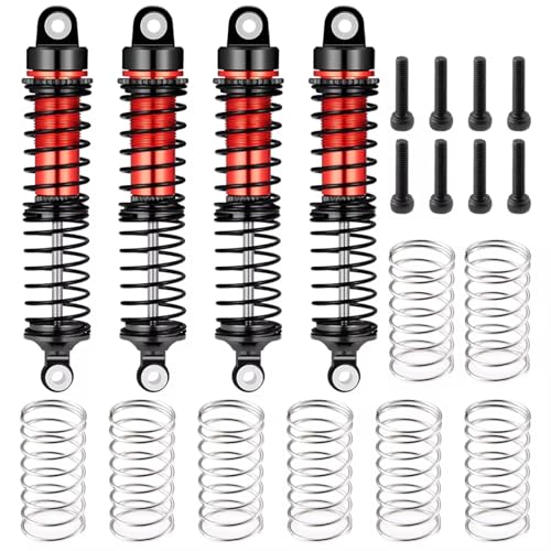 Kompatibel Mit Traxxas Für Latrax Für Teton 1/18 RC-Auto-LKW-Upgrade-Teile, 1 Satz Stoßdämpfer Aus Aluminiumlegierung Vorne Und Hinten RC-Stoßdämpfer(Red) von QWHTYO