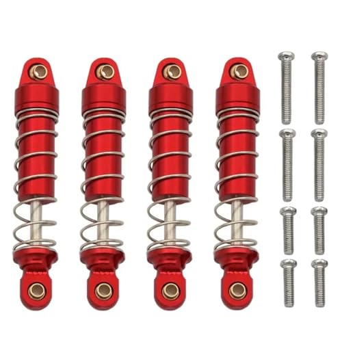 Kompatibel Mit Traxxas Für TRX4M Für Bronco Für Defender 1/18 RC Crawler Car Upgrade-Teile 4PCS Metall-Stoßdämpfer-Dämpfer RC-Stoßdämpfer(Red) von QWHTYO