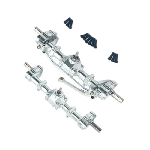 Kompatibel Mit WPL C14 C24 C34 B14 B24 RC-Autos, Upgrade-Teil, Vorder- Und Hinterrad-Portalbrückenachsen, Differential-Montagesatz RC Vorder Hinterachse(Silver) von QWHTYO