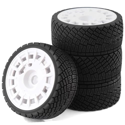 RC Auto Reifen Kompatibel Mit ARRMA Für Traxxas Für Redcat Für Team Für Losi Für Kyosho Für HPI 1/7 1/8 RC-Geländewagen, 4 Stück, 100 Mm Reifen, Rad, 17 Mm Sechskant(White) von QWHTYO