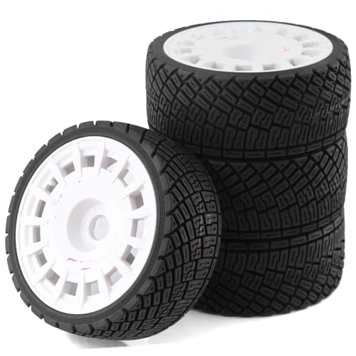 RC Auto Reifen Kompatibel Mit ARRMA Für Traxxas Für Redcat Für Team Für Losi Für Kyosho Für HPI 1/7 1/8 RC-Geländewagen, 4 Stück, 100 Mm Reifen, Rad, 17 Mm Sechskant(White) von QWHTYO