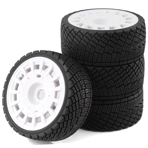 RC Auto Reifen Kompatibel Mit ARRMA Für Traxxas Für Redcat Für Team Für Losi Für Kyosho Für HPI 1/7 1/8 RC-Geländewagen, 4 Stück, 100 Mm Reifen, Rad, 17 Mm Sechskant(White) von QWHTYO