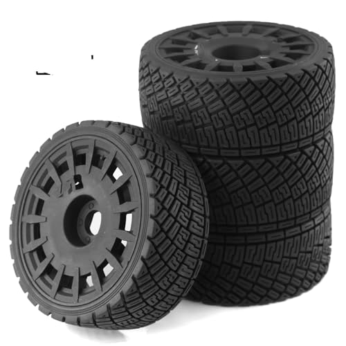 RC Auto Reifen Kompatibel Mit ARRMA Für Trxs Für Redcat Für Team Für Losi WR8 1/7 1/8 RC Für Rallye-Offroad-Teile 4 Stück 100-mm-Reifen, Rad 17 Mm Sechskant(Black) von QWHTYO