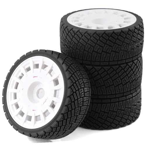 RC Auto Reifen Kompatibel Mit ARRMA Für Trxs Für Redcat Für Team Für Losi WR8 1/7 1/8 RC Für Rallye-Offroad-Teile 4 Stück 100-mm-Reifen, Rad 17-mm-Sechskant(White) von QWHTYO
