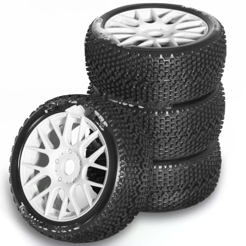 RC Auto Reifen Kompatibel Mit ARRMA Für Typhon Für Talion Für Traxxas Für Redcat Für Team VRX 1/8 RC-Geländewagenteile, 4 Stück, 110 Mm Räder, Reifen, 17 Mm Sechskant(White) von QWHTYO