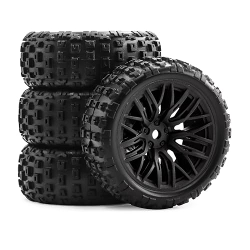 RC Auto Reifen Kompatibel Mit Arrma 2S Für Typhon Für Grom 1/18 RC-Auto-Upgrade-Teile, Zubehör, 4 Stück, 67 Mm Gummireifen, 12 Mm Sechskant(Black) von QWHTYO
