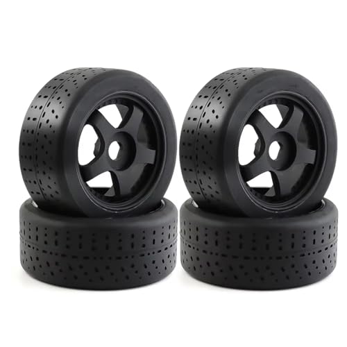 RC Auto Reifen Kompatibel Mit Arrma Für Infraction Für Felony Für Limitless 1/7 RC-Autoteile, 4 Stück, 5-Speichen, 100 X 42 Mm, 42/100 Reifen, 17 Mm Radsechskant(Black) von QWHTYO