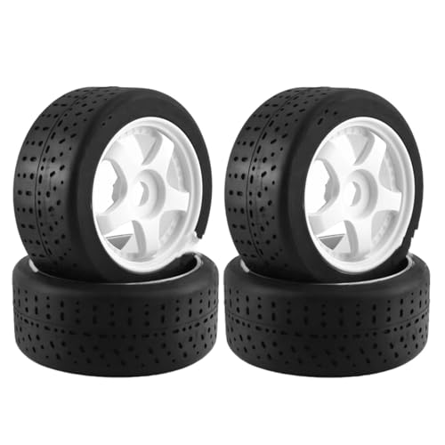 RC Auto Reifen Kompatibel Mit Arrma Für Infraction Für Felony Für Limitless 1/7 RC-Autoteile, 4 Stück, 5-Speichen, 100 X 42 Mm, 42/100 Reifen, 17 Mm Radsechskant(White) von QWHTYO