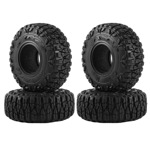 RC Auto Reifen Kompatibel Mit Axial Für SCX24 AX24 Für Traxxas 1/18 1/24 RC Crawler Autoteile, 4 Stück, 60 Mm, 1,0 Zoll, Weiche Gummiräder, Reifen, Alles Für Das Gelände von QWHTYO