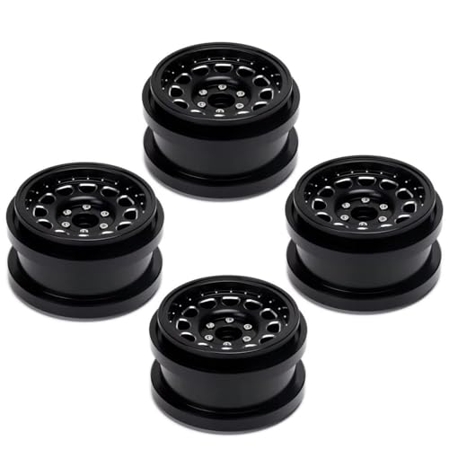 RC Auto Reifen Kompatibel Mit Axial SCX6 1/6 Rc Crawler Für Felsen Für Klettern Auto-Upgrade-Teile 4-teilige Legierung 2,9" Beadlock-Felgennabe(Only Black Rims) von QWHTYO
