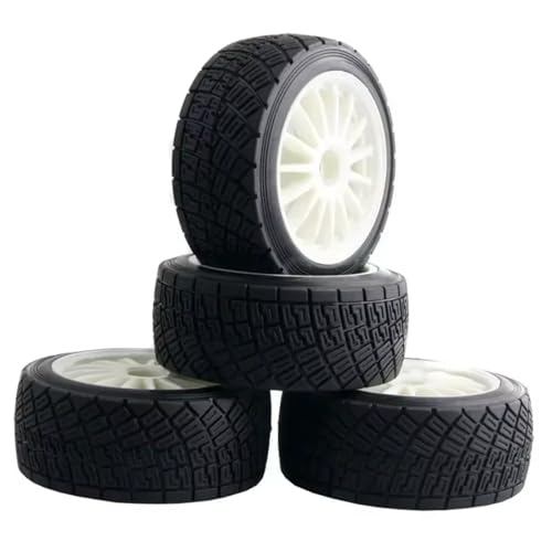 RC Auto Reifen Kompatibel Mit HPI WR8 Für Flux Für Rally 3.0 110697 94177 1/10 RC-Auto-Upgrade-Teile, 4 Stück, 2,2 Zoll Felgen, Nabe 80 Mm, Reifen(White) von QWHTYO