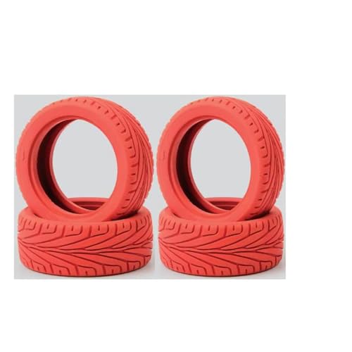RC Auto Reifen Kompatibel Mit HSP Für HPI Für Redcat Für Tamiya Für Kyosho Für Sakura 1/10 RC-Straße, Rallye-Auto, Rennteile, 4 Stück, 68 Mm Reifen(Red) von QWHTYO