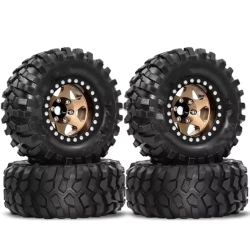 RC Auto Reifen Kompatibel Mit MJX H12Y R260 1/10 RC Crawler Car Upgrade-Teile, 4 Stück 95 Mm Metall 1,9 Zoll Deep Dish Beadlock Felgenreifensatz(Yellow) von QWHTYO