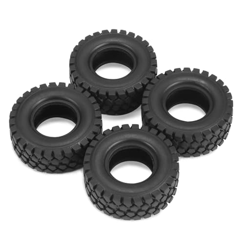 RC Auto Reifen Kompatibel Mit SCX24 Für TRX4M Für FCX24 Enduro24 1/18 1/24 RC-Autoteile 4-teilige Aluminiumlegierung 1,0 Zoll Beadlock-Felgen Gummireifen(Gray) von QWHTYO