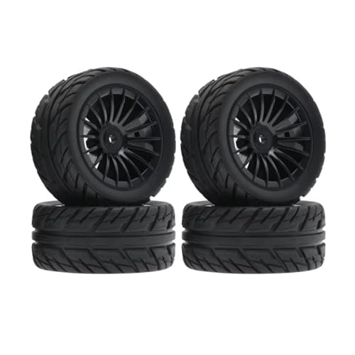 RC Auto Reifen Kompatibel Mit SG1603 Für SG1604 Für SG1605 Für UDIRC UD1601 UD1602 UD1603 UD1604 1/16 RC-Auto-Upgrade-Teile, 4 Stück, 50 Mm Gummireifen, Reifenrad(Black) von QWHTYO