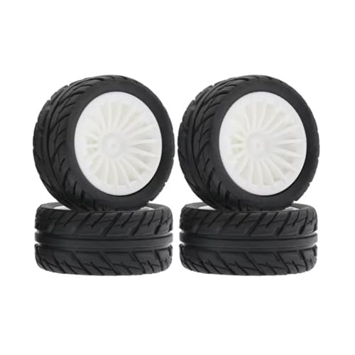 RC Auto Reifen Kompatibel Mit SG1603 Für SG1604 Für SG1605 Für UDIRC UD1601 UD1602 UD1603 UD1604 1/16 RC-Auto-Upgrade-Teile, 4 Stück, 50 Mm Gummireifen, Reifenrad(White) von QWHTYO