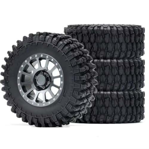 RC Auto Reifen Kompatibel Mit TRX4 Für TRX6 Für SCX10 Für Yeti RB10 1/10 RC-Crawler-Autoteilen, 4 Stück, 2,6 Zoll, 12 Speichen, Gummireifen(Black) von QWHTYO