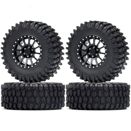 RC Auto Reifen Kompatibel Mit TRX4 Für TRX6 Für SCX10 Für Yeti RB10 1/10 RC-Crawler-Autoteilen, 4 Stück, 2,6 Zoll, 12 Speichen, Gummireifen(Gray) von QWHTYO