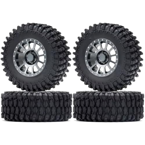 RC Auto Reifen Kompatibel Mit TRX4 Für TRX6 Für SCX10 Für Yeti RB10 1/10 RC-Crawler-Autoteilen, 4 Stück, 2,6 Zoll, 12 Speichen-Felgen, Gummireifen(Black) von QWHTYO