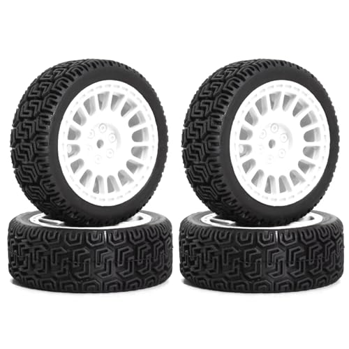 RC Auto Reifen Kompatibel Mit Tamiya Für TT01 Für TT02 XV01 Für HSP Für HPI 1/10 1/12 RC-Autoteile, 12 Mm Sechskantrad Und Gummireifen, Außendurchmesser 68 Mm(White) von QWHTYO