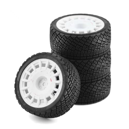 RC Auto Reifen Kompatibel Mit Tamiya Für TT01 Für TT02 XV01 TA06 PTG2 Für HPI Für KYOSHO WR8 Für HSP 1/10 RC-Auto-Upgrades Teile Reifen Kunststoffrad(White) von QWHTYO