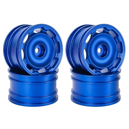 RC Auto Reifen Kompatibel Mit Tamiya M03 M04 M05 M06 M07 MB-01 XM-01 1/10 RC On-Road Drift Für Rennwagenteile, 4 Stück 42 Mm Metallfelgen-Radnaben(Blue) von QWHTYO