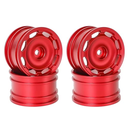 RC Auto Reifen Kompatibel Mit Tamiya M03 M04 M05 M06 M07 MB-01 XM-01 1/10 RC On-Road Drift Für Rennwagenteile, 4 Stück 42 Mm Metallfelgen-Radnaben(Red) von QWHTYO