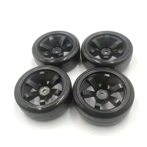 RC Auto Reifen Kompatibel Mit Trxs Für HSP Für Tamiya Für HPI 144001 124018 124019 A959-B RC Drift On-Road-Autoteile 4-teilige Hartplastik-Reifenfelgen(Black) von QWHTYO