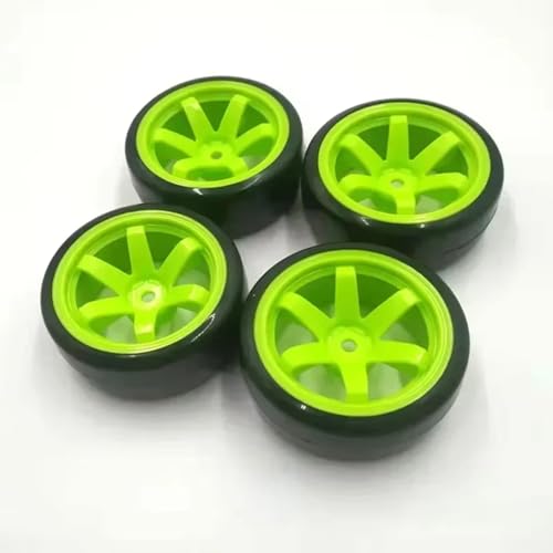 RC Auto Reifen Kompatibel Mit Trxs Für HSP Für Tamiya Für HPI 144001 124018 124019 A959-B RC Drift On-Road-Autoteile 4-teilige Hartplastik-Reifenfelgen(Green) von QWHTYO