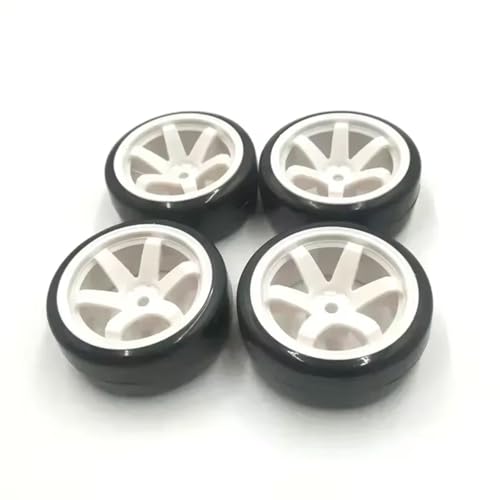 RC Auto Reifen Kompatibel Mit Trxs Für HSP Für Tamiya Für HPI 144001 124018 124019 A959-B RC Drift On-Road-Autoteile 4-teilige Hartplastik-Reifenfelgen(White) von QWHTYO