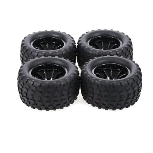 RC Auto Reifen Kompatibel Mit Trxs Für Himoto Für HSP Für HPI 1/10 RC Monster Truck-Teilen, 4 Stück 125-mm-Gummireifen, Felgen, 12-mm-Sechskant Mit 4-mm-Kontermuttern(DLT006-1) von QWHTYO