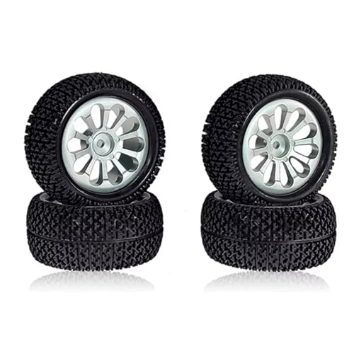 RC Auto Reifen Kompatibel Mit Wltoys 144001 124019 A959 Für SCY 16101 Für MJX 14209 16207 Für JJRC Q130A RC-Autoteile, 4 Stück, 72 Mm Felge, Reifen(Silver) von QWHTYO
