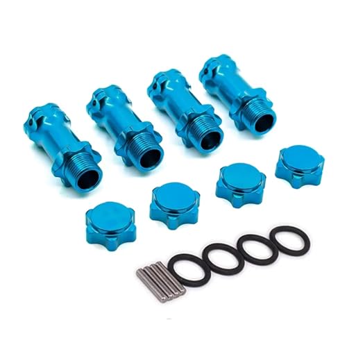 RC Cars Teile Kompatibel Mit HSP Für Truggy 1/8 Scale RC Für Monster Truck Teile Metalle 17 Mm Radsechskant 30 Mm Länger Verbesserte Halterung Adapterabdeckung Nabe(Blue) von QWHTYO
